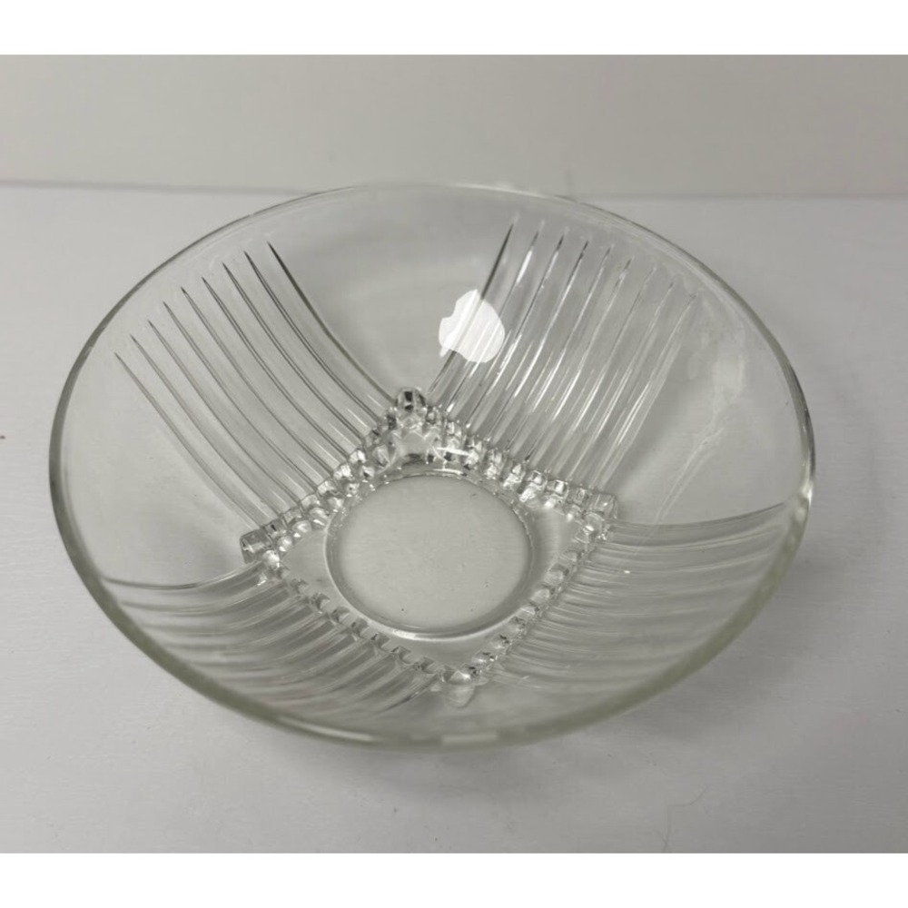 VTG Federal Glass Clear PARK AVENUE 8.5" Round Salad Vegetable Bowl 1940's